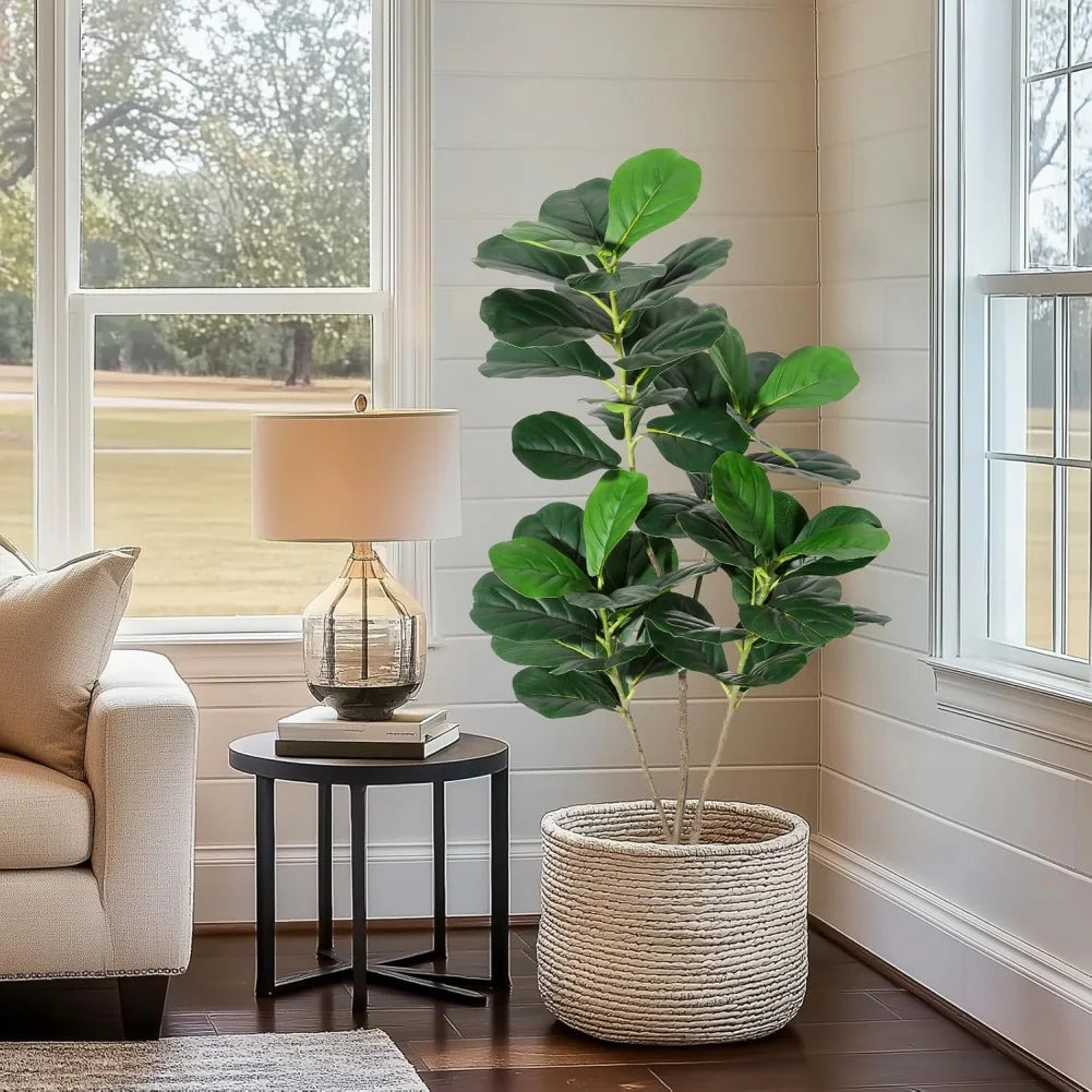 Artificial Tree Faux Fiddle Leaf Fig Tree 4ft Tall For Home Decor