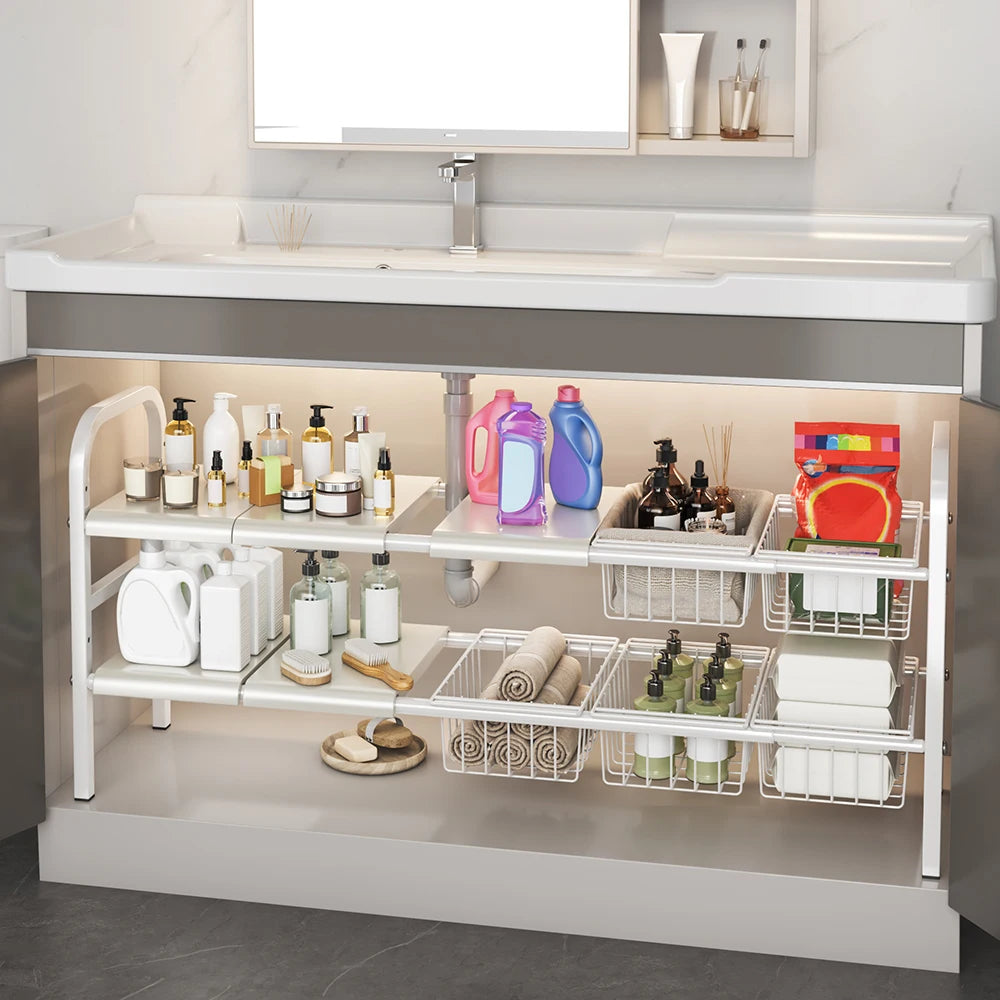 1 Set Multi-Use Kitchen Under Bathroom Sink Organizer