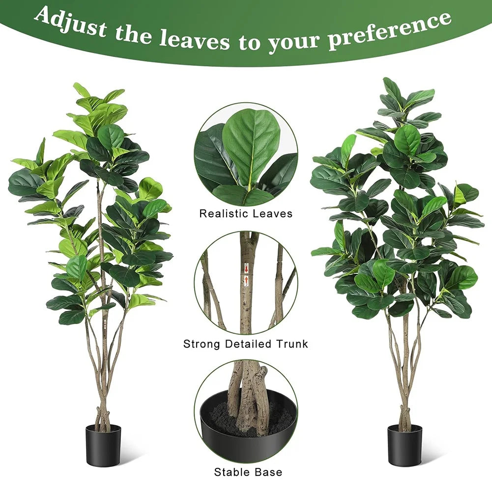 Artificial Tree Faux Fiddle Leaf Fig Tree 4ft Tall For Home Decor