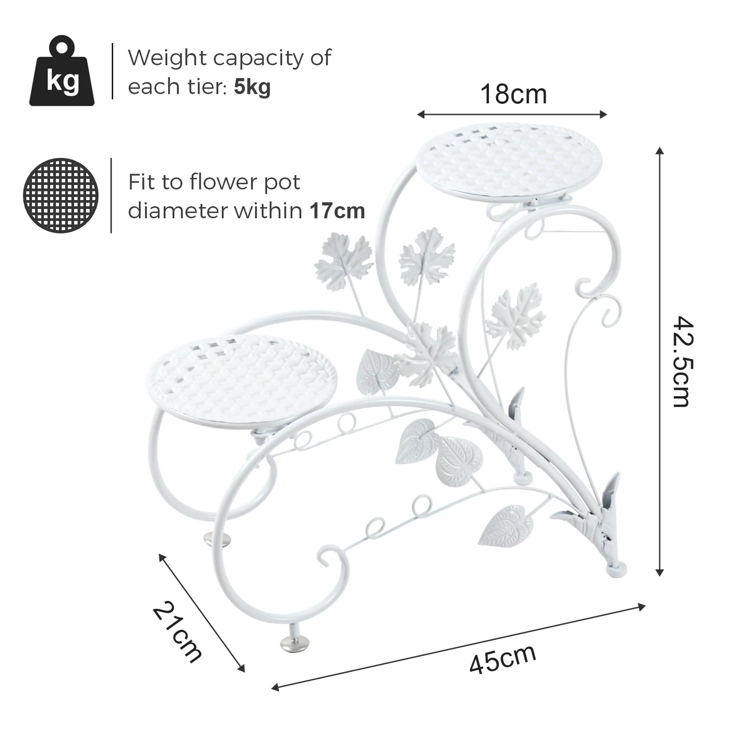 2PCS Rustproof Metal Plant Stand 4 Potted Flower Display Rack Shelf for Garden