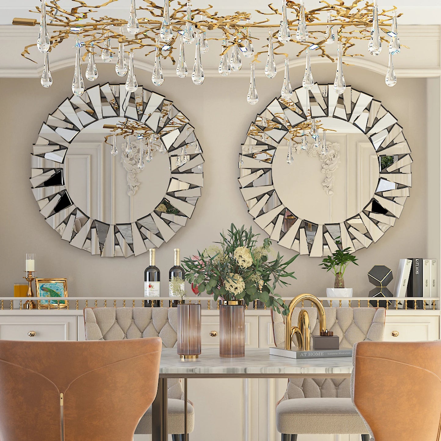 32" Wall Mirrors Decorative Round Sunburst Mirror Modern
