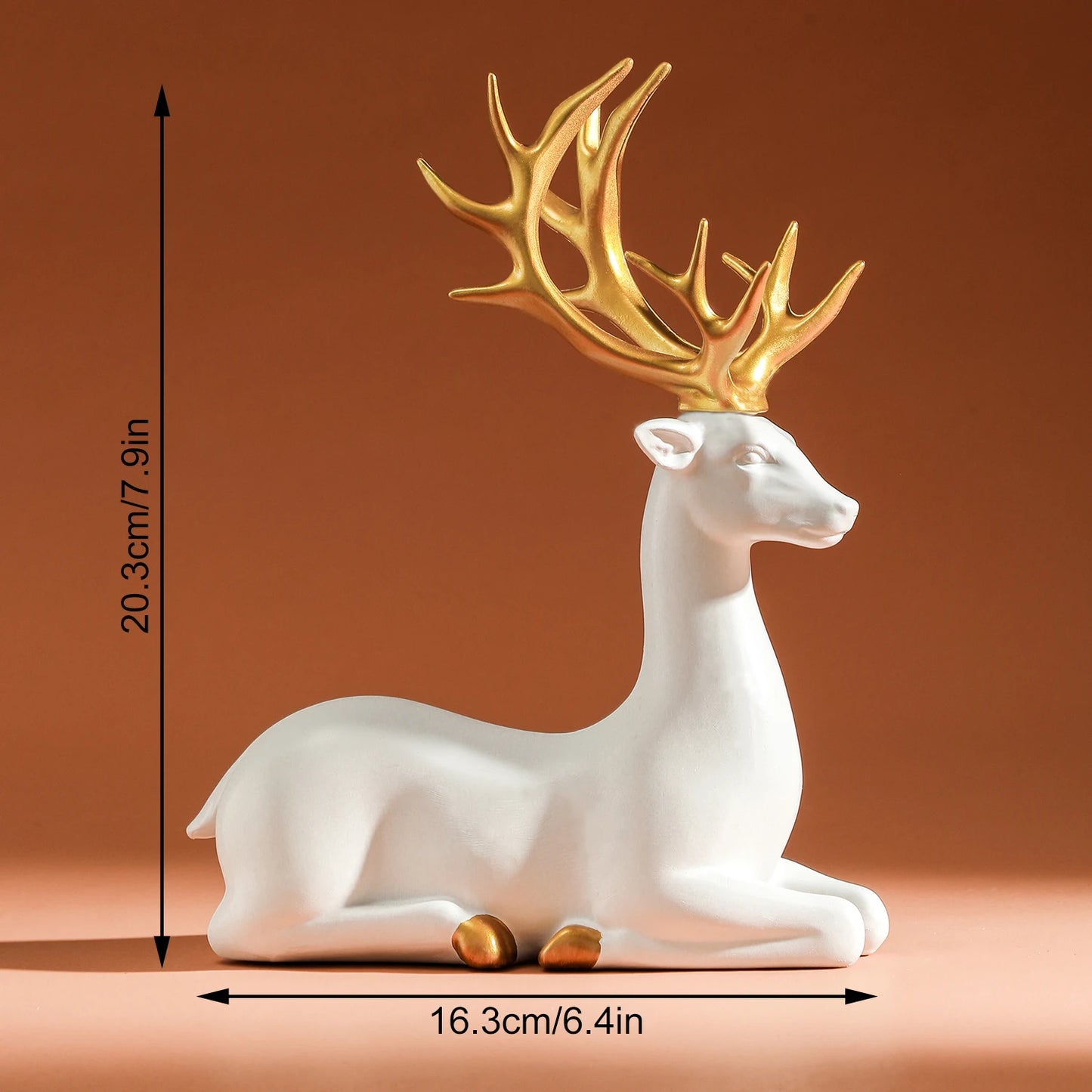 White Resin Reindeer Statue Deer Sculpture Tabletop Ornament
