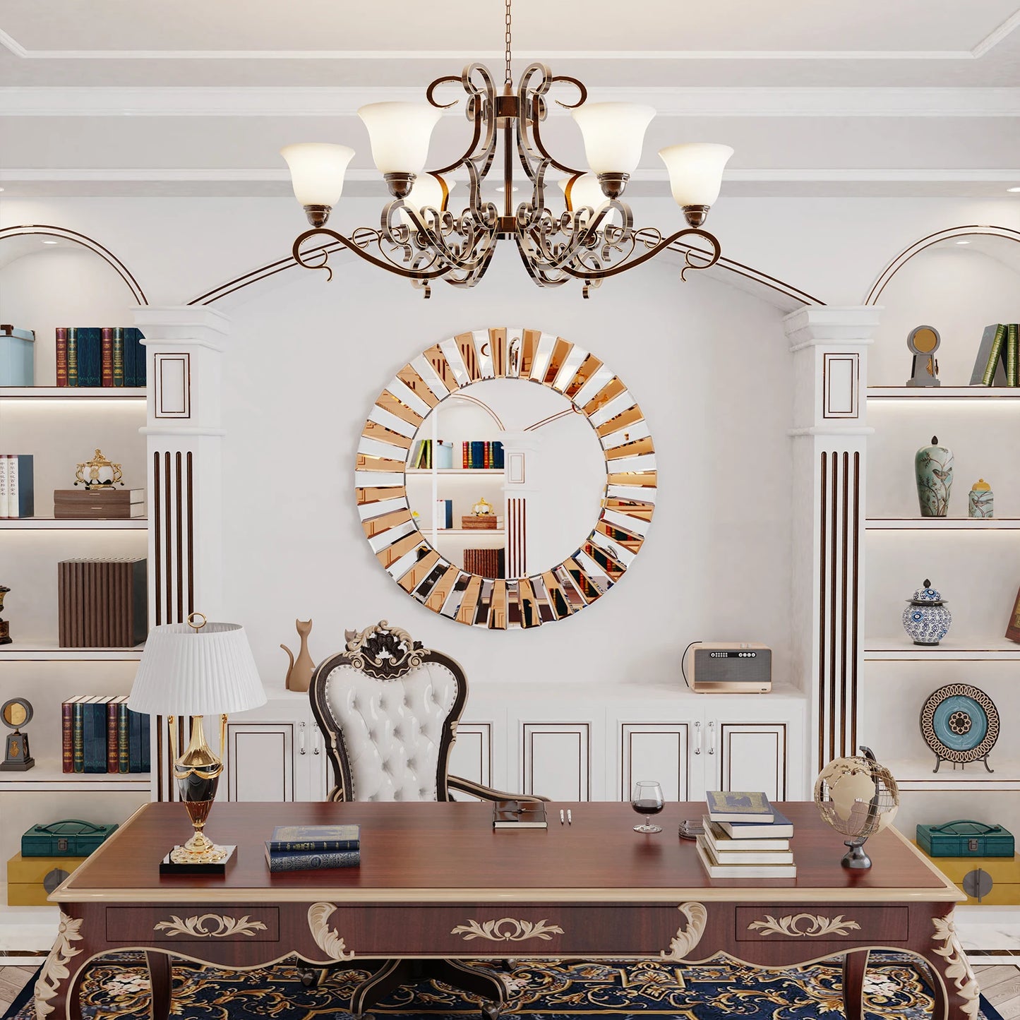 Decorative Mirrors Round Sunburst Wall Mirror Beveled Edge