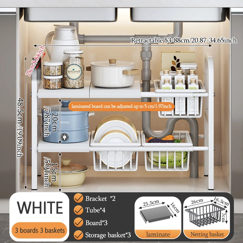 1 Set Multi-Use Kitchen Under Bathroom Sink Organizer