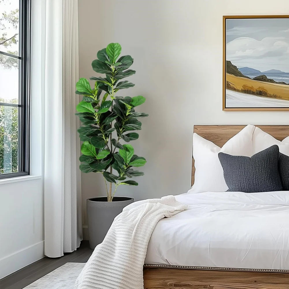 Artificial Tree Faux Fiddle Leaf Fig Tree 4ft Tall For Home Decor