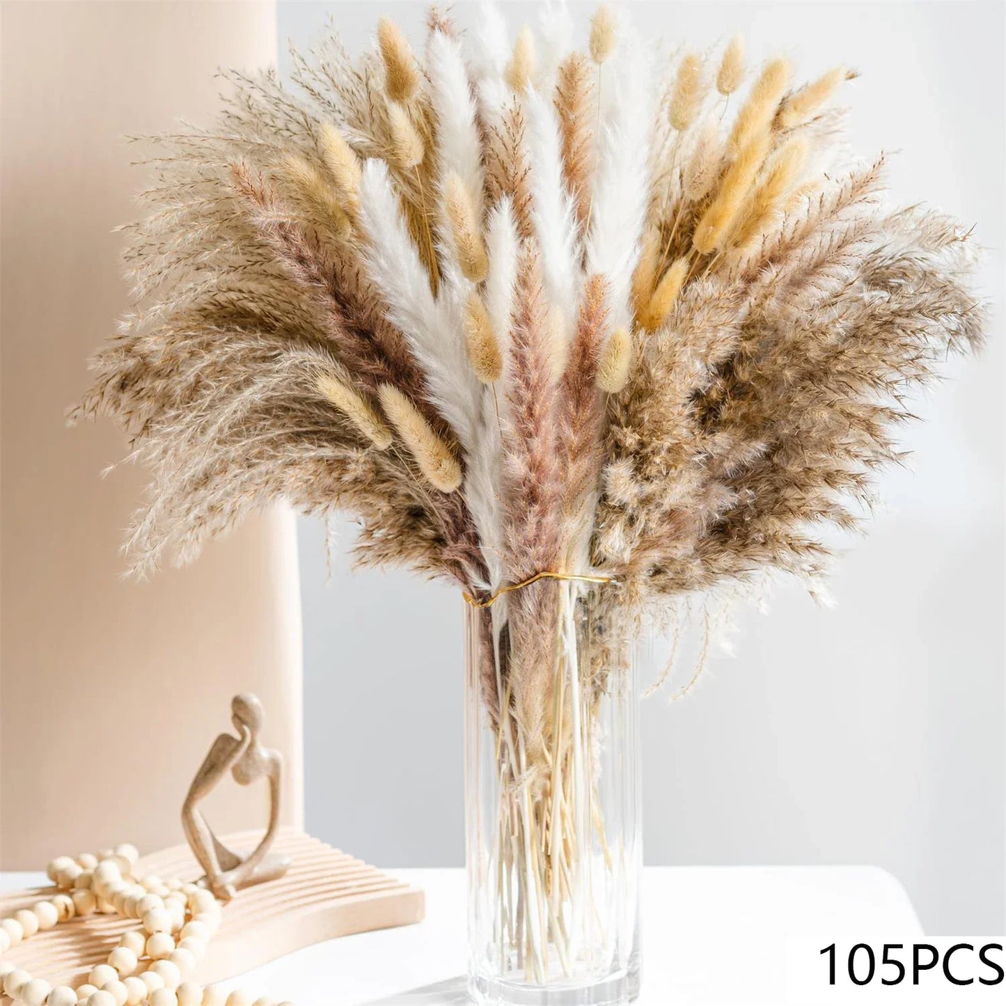 105pcs Natural Dried Flowers Pampas Floral Bouquet Country Home Decoratior Arrangement