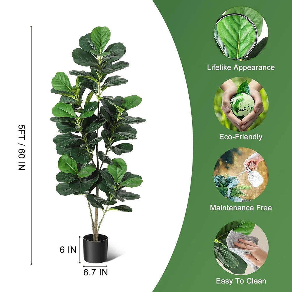 Artificial Tree Faux Fiddle Leaf Fig Tree 4ft Tall For Home Decor