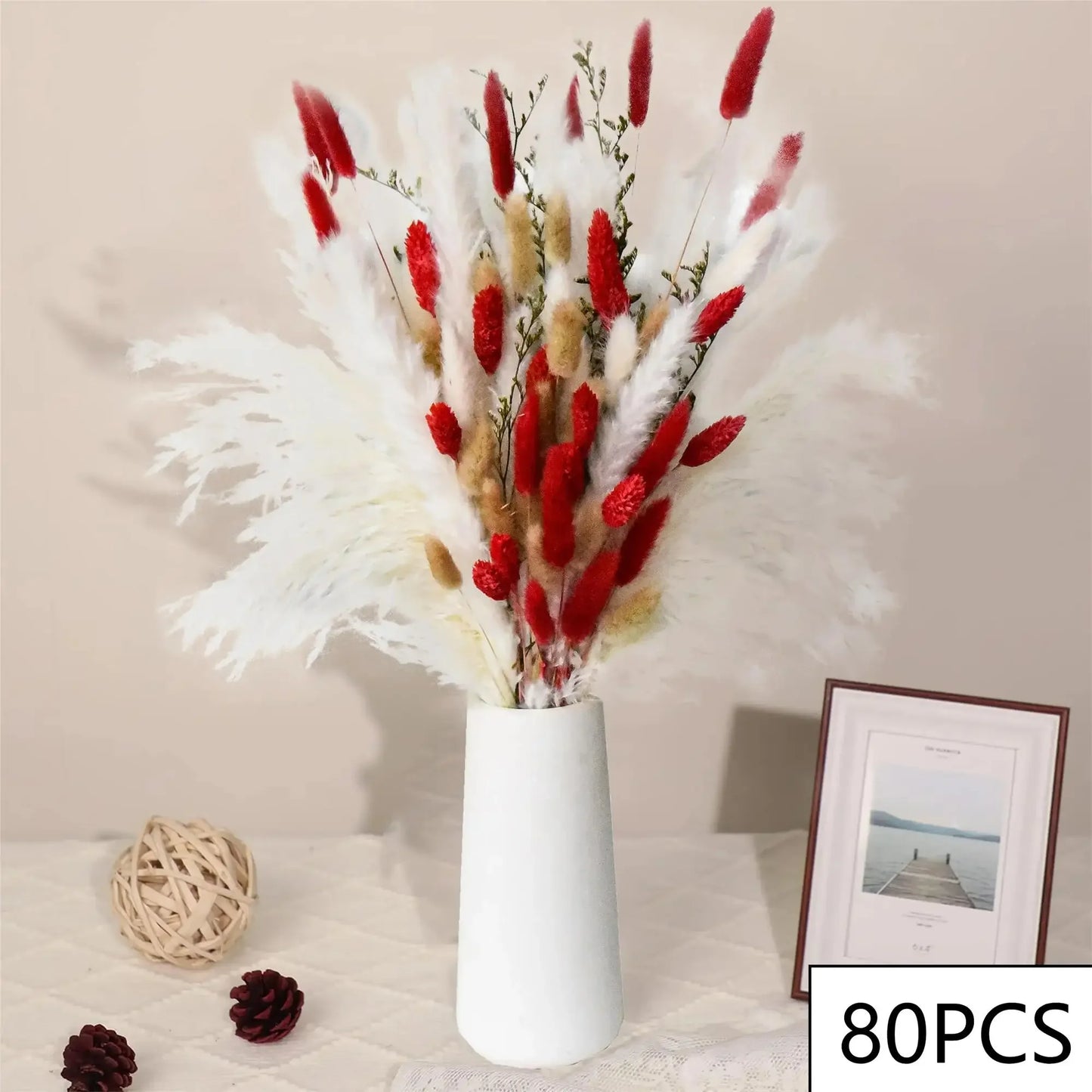 105pcs Natural Dried Flowers Pampas Floral Bouquet Country Home Decoratior Arrangement