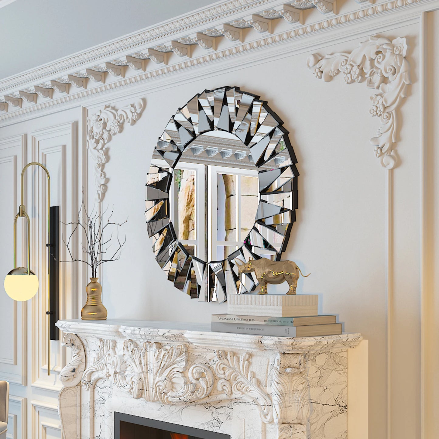 32" Wall Mirrors Decorative Round Sunburst Mirror Modern