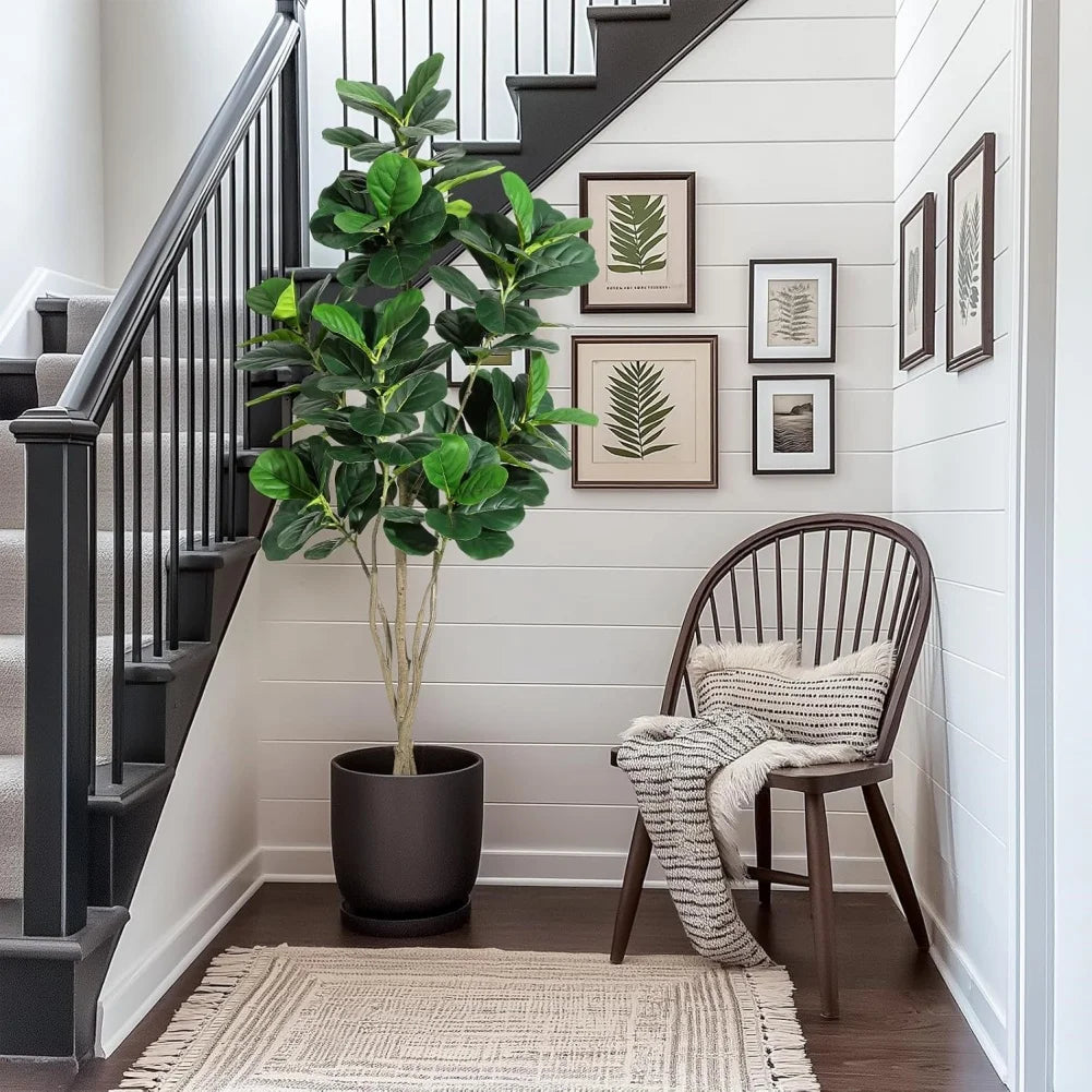 Artificial Tree Faux Fiddle Leaf Fig Tree 4ft Tall For Home Decor