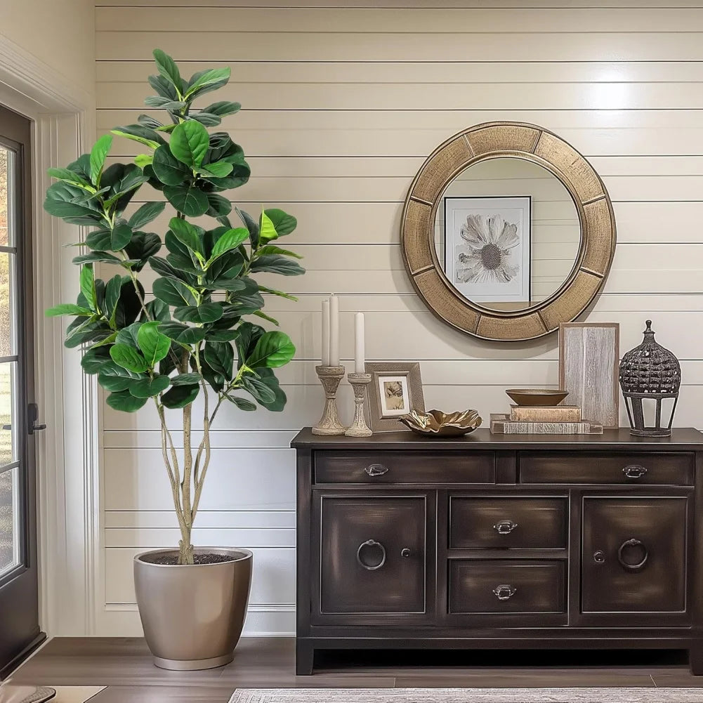 Artificial Tree Faux Fiddle Leaf Fig Tree 4ft Tall For Home Decor