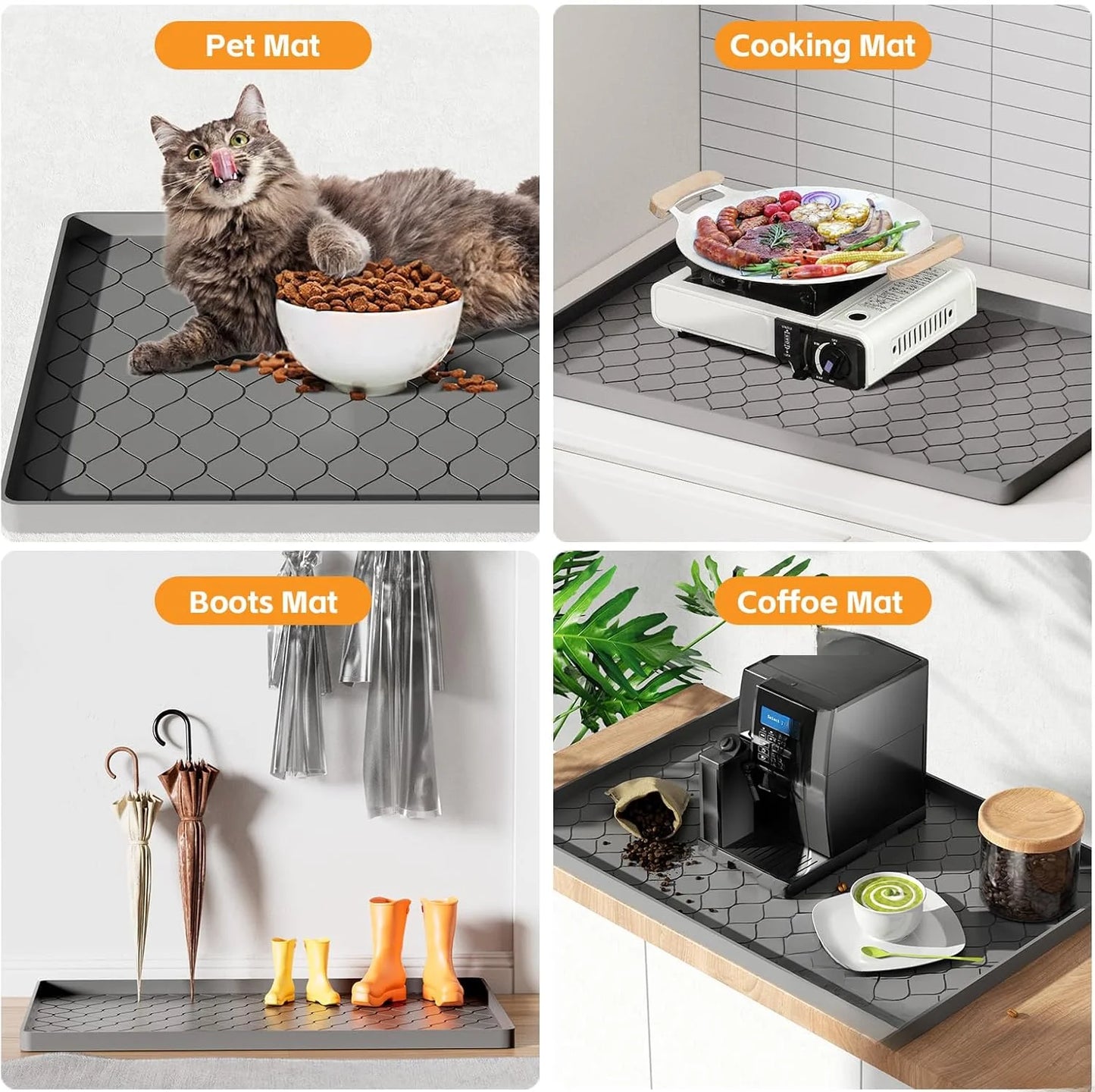 Waterproof Under Sink Mat 34 Inch x 22 Inch Cabinet Liner for Kitchen and Bathroom Shelf Protector Silicone Under Sink Tray