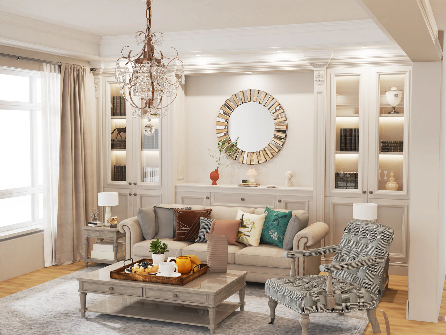 Decorative Mirrors Round Sunburst Wall Mirror Beveled Edge