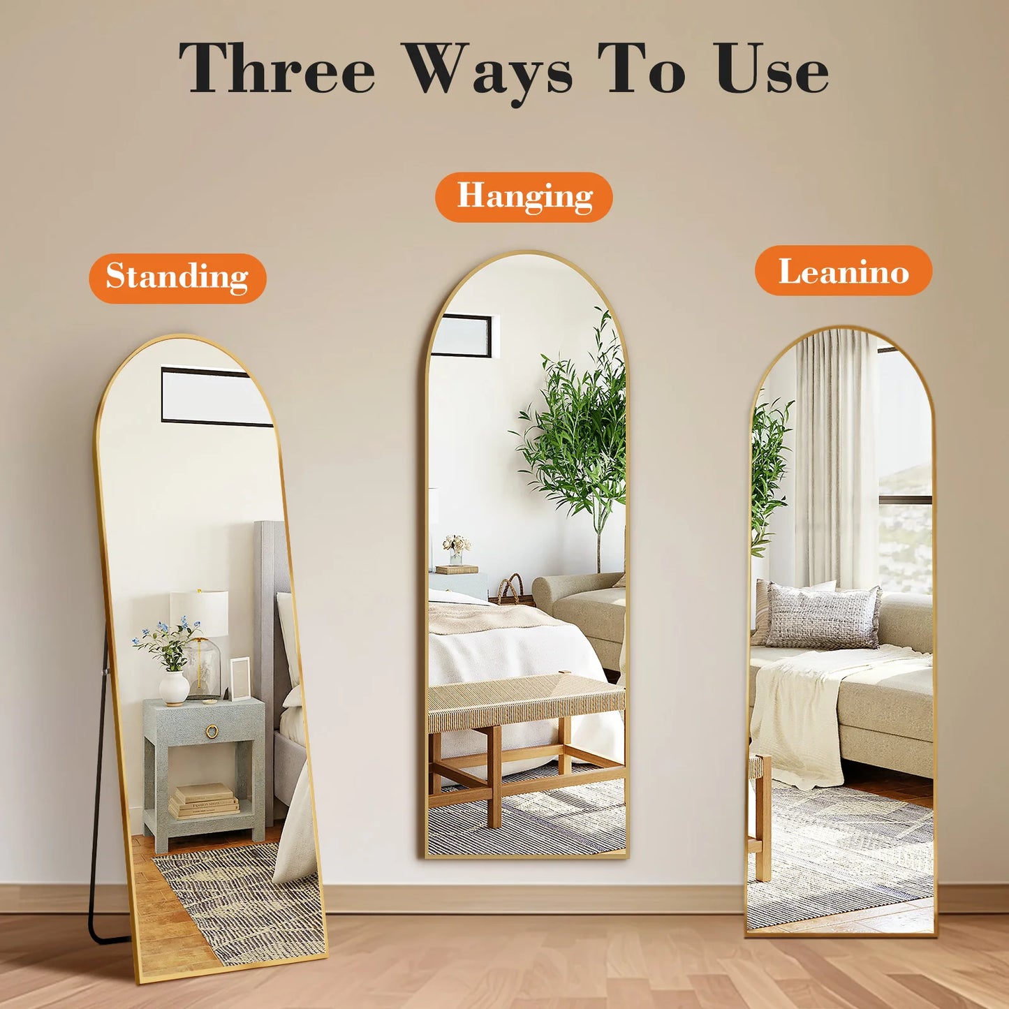 Full Body Wall Mirror 59"x16" Standing Hanging or Wall-Mounted Mirrors