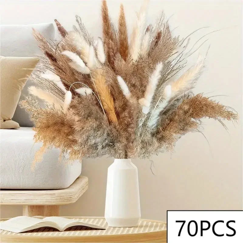 105pcs Natural Dried Flowers Pampas Floral Bouquet Country Home Decoratior Arrangement