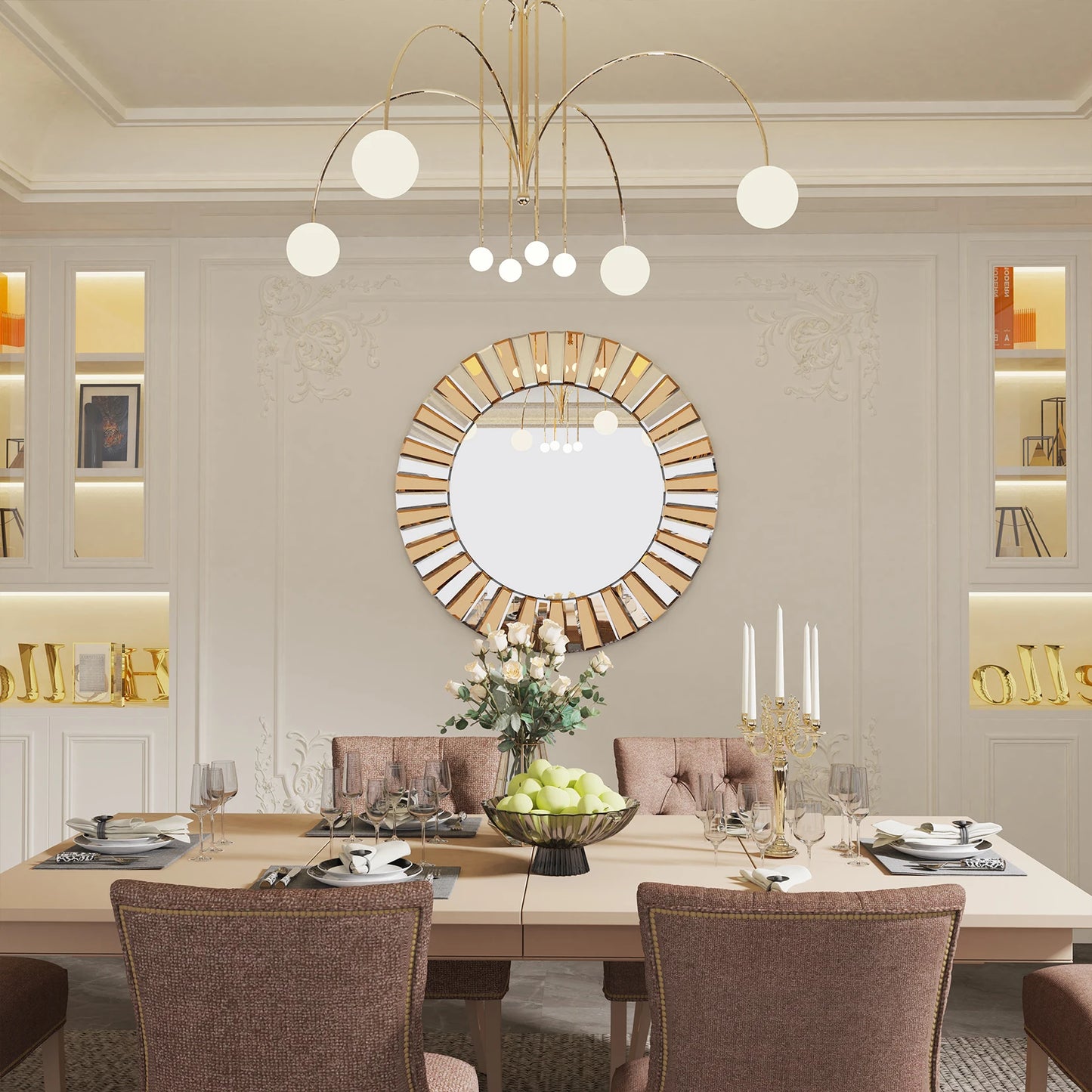Decorative Mirrors Round Sunburst Wall Mirror Beveled Edge
