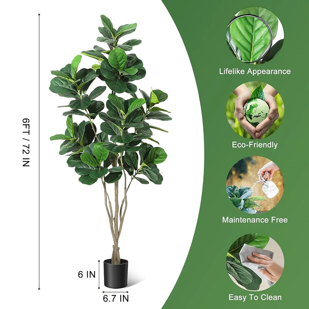 Artificial Tree Faux Fiddle Leaf Fig Tree 4ft Tall For Home Decor