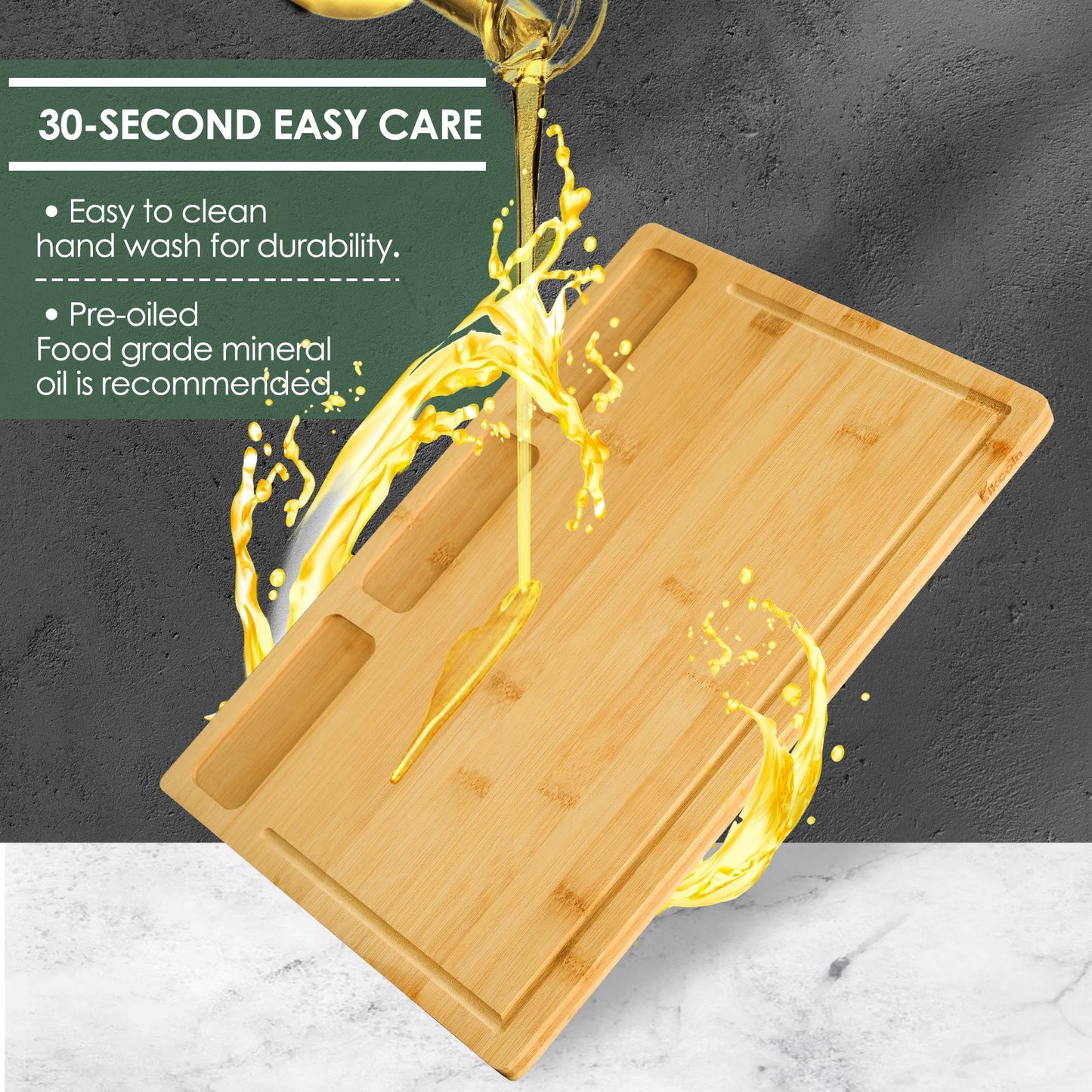 3 Piece Kitchen Cutting Board Set, Kitchen Bamboo Cutting Board