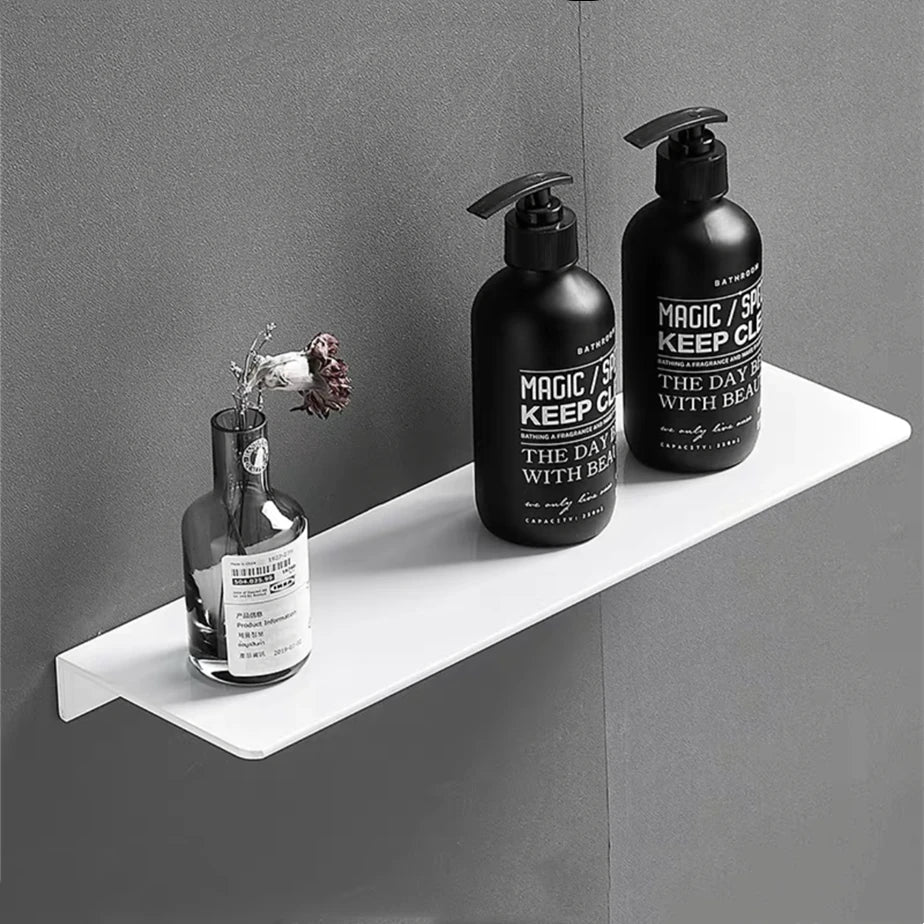 Black Aluminum Bathroom Shelf Organizer for Shower Storage Rack Shampoo and Cosmetic White Shelves