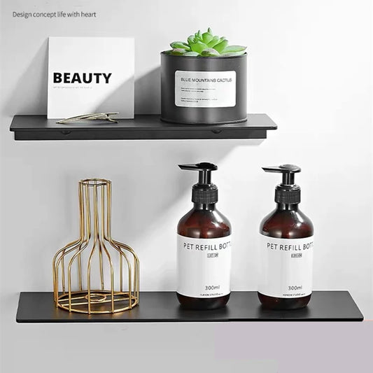 Black Aluminum Bathroom Shelf Organizer for Shower Storage Rack Shampoo and Cosmetic White Shelves