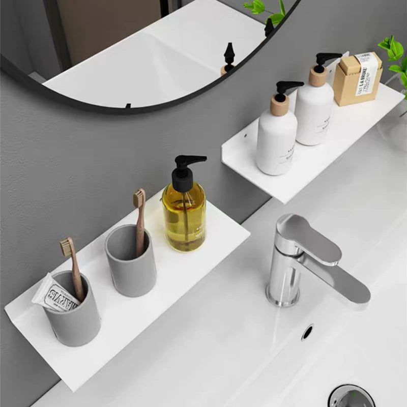 Black Aluminum Bathroom Shelf Organizer for Shower Storage Rack Shampoo and Cosmetic White Shelves