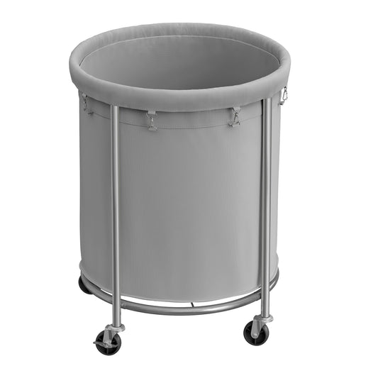 Songmics Laundry Basket with Wheels Rolling Laundry Hamper 45 Gallon Round Laundry Cart with Steel Frame and Removable Bag