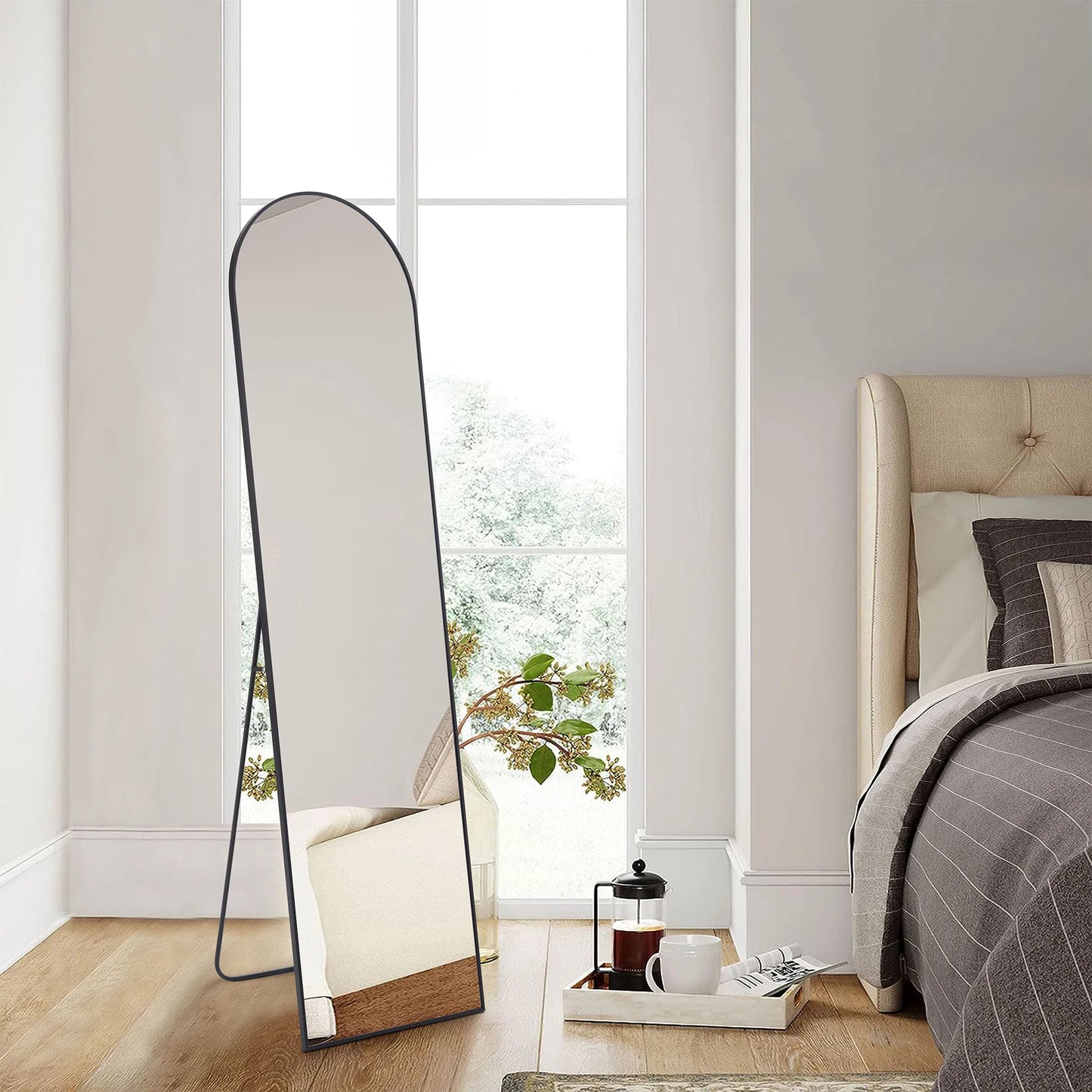 Full Body Wall Mirror 59"x16" Standing Hanging or Wall-Mounted Mirrors with Stand