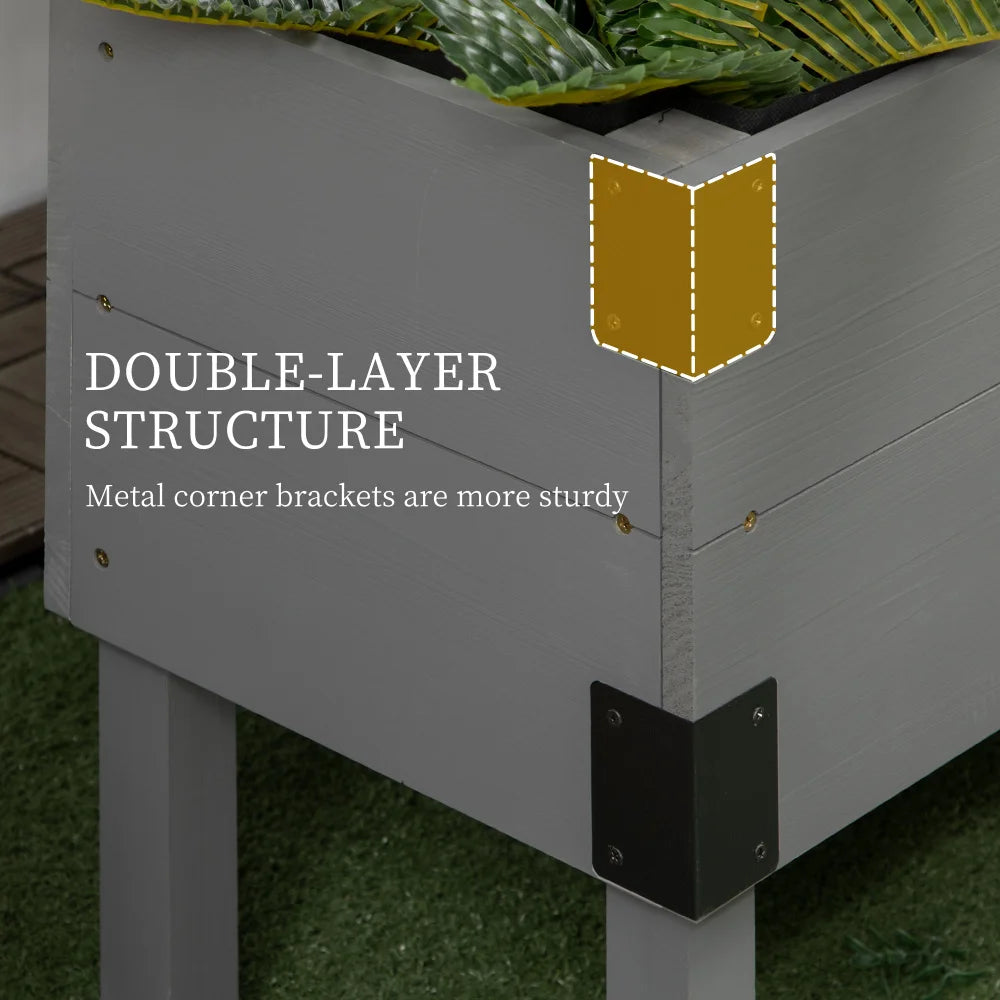 Raised Garden Bed with Trellis Two Tier Wooden Elevated Planter Box with Legs and Metal Corners for Vegetables Flowers and Herbs