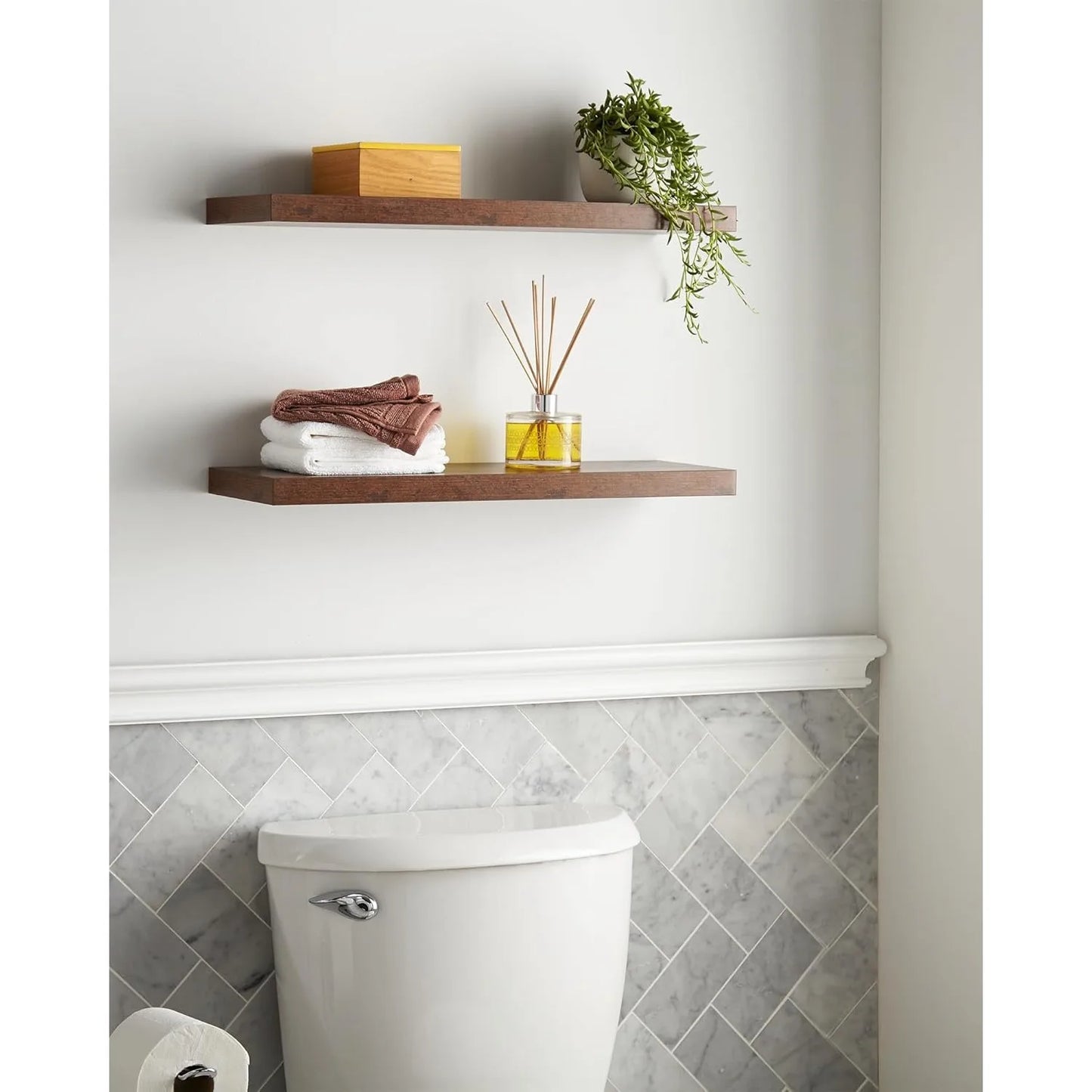 Floating Shelves Set of 2 22.5 Inch Wall Mounted Wood Shelves for Bathroom Bedroom Living Room Kitchen Rustic Brown