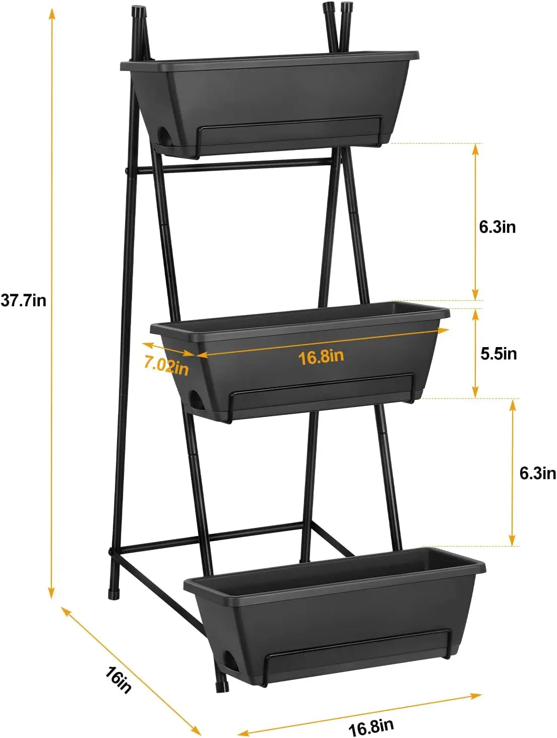 Vertical Raised Garden Bed Outdoor 3 Tiered Garden Planters Standing Elevated Planter Box with Drainage Holes for Plants