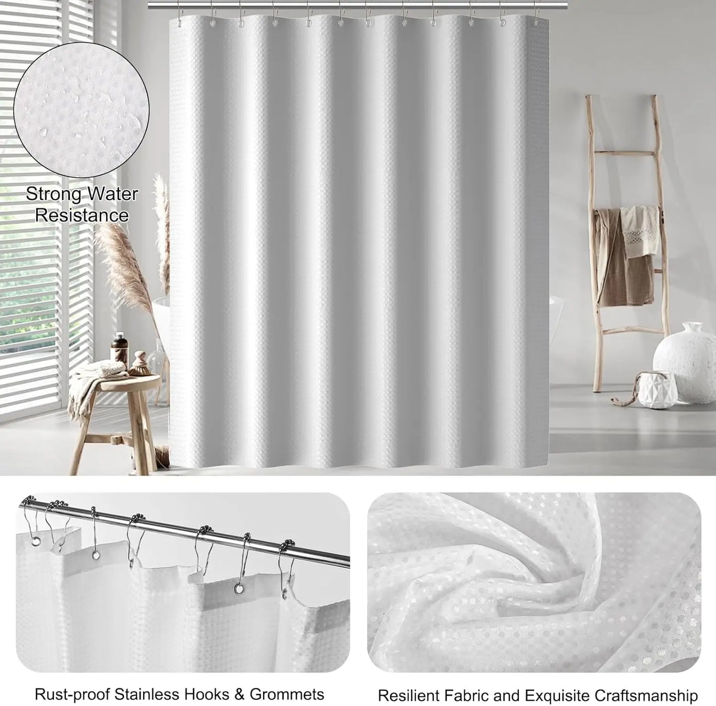 24PCS Bathroom Accessories Set with Shower Curtain Rugs Trash Can Toilet Brush Holder and Soap Dispenser Stylish and Functional Bath Decor