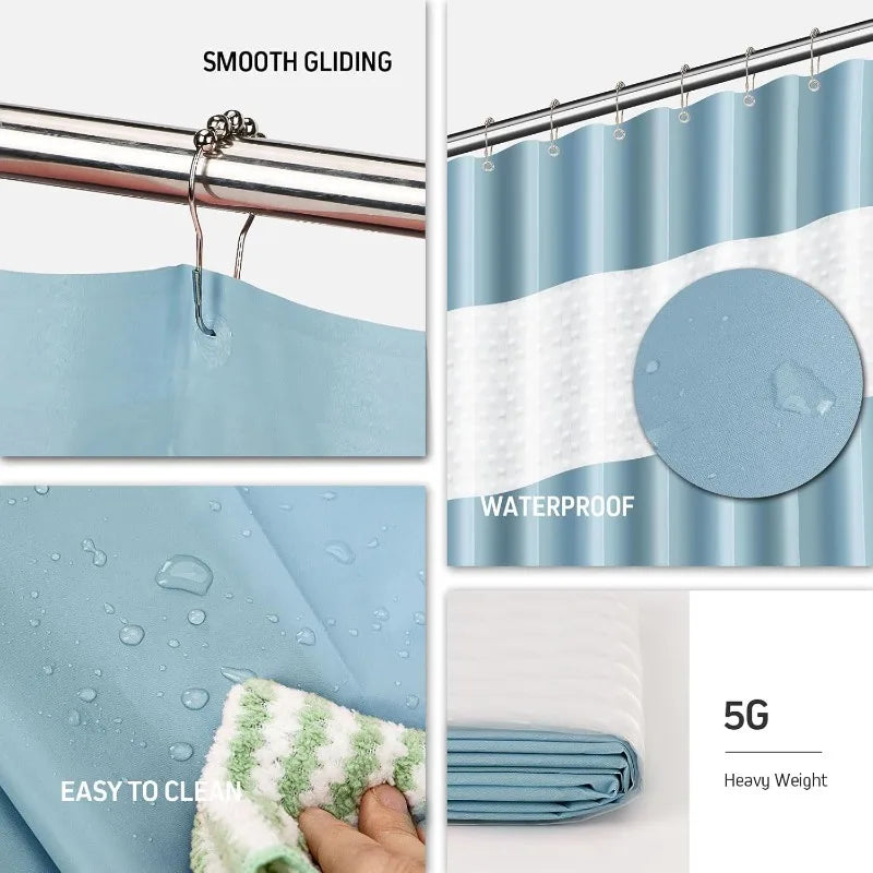 Blue Bathroom Accessories Set 24 Pieces with Shower Curtain and Trash Can for Home Décor and Gifts