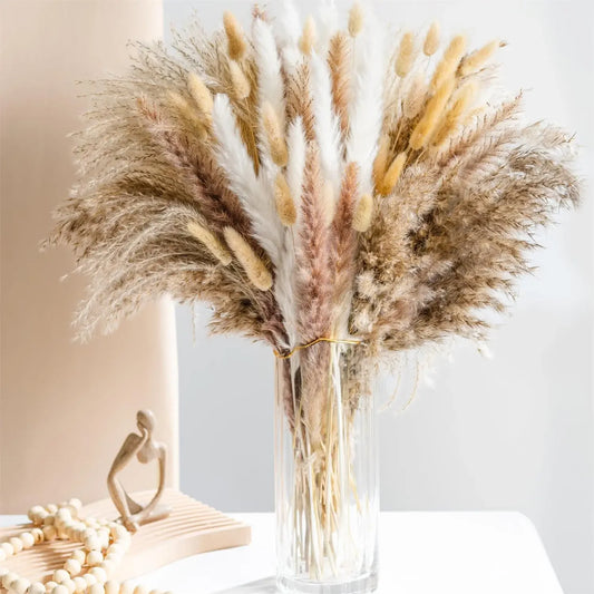 105pcs Natural Dried Flowers Pampas Floral Bouquet  Country Home Decoratior Arrangement