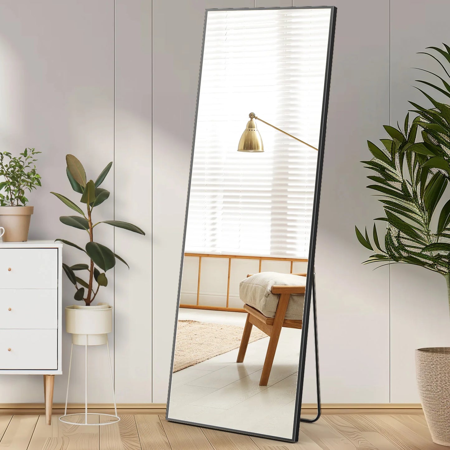 Full Body Wall Mirror 59"x16" Standing Hanging or Wall-Mounted Mirrors with Stand