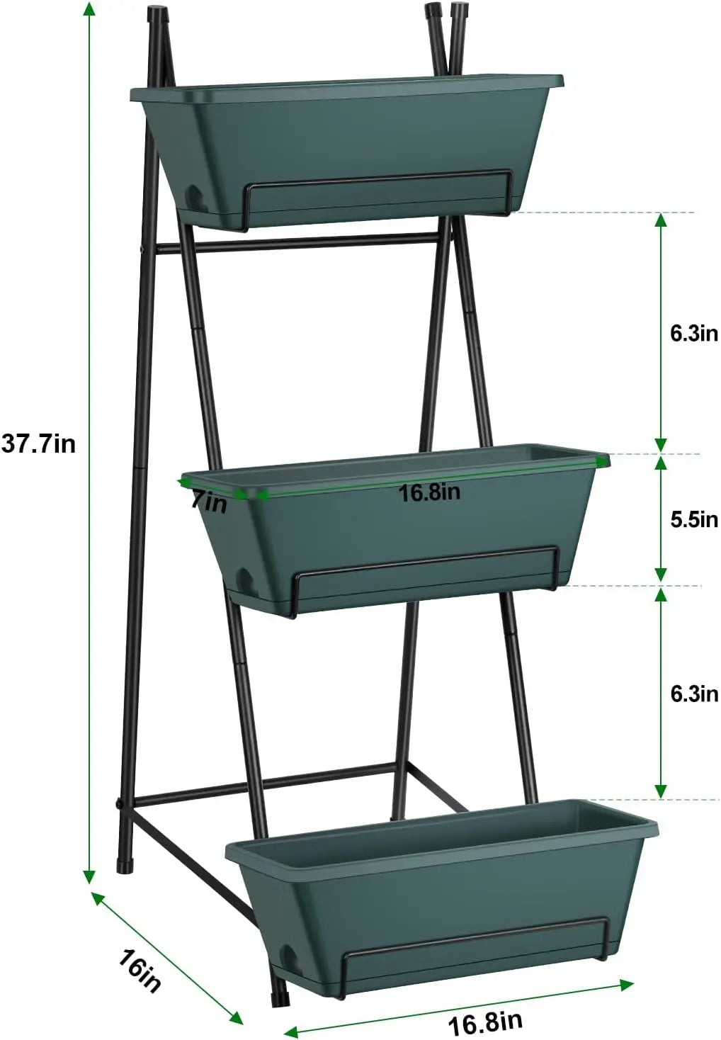 Vertical Raised Garden Bed Outdoor 3 Tiered Garden Planters Standing Elevated Planter Box with Drainage Holes for Plants