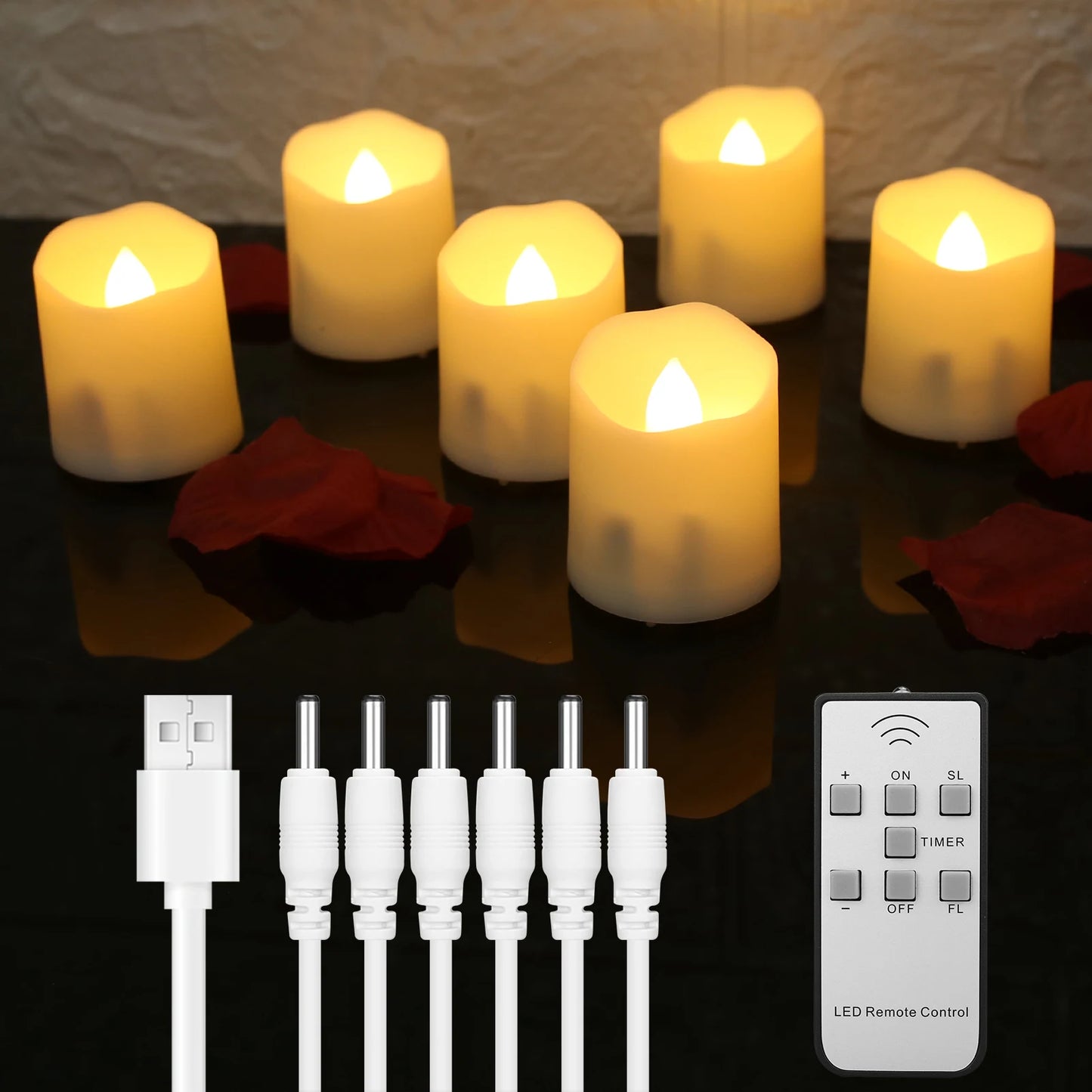 Flameless Flickering Battery Operated Tea Lights Candle with Remote 3D Wick Light Candles