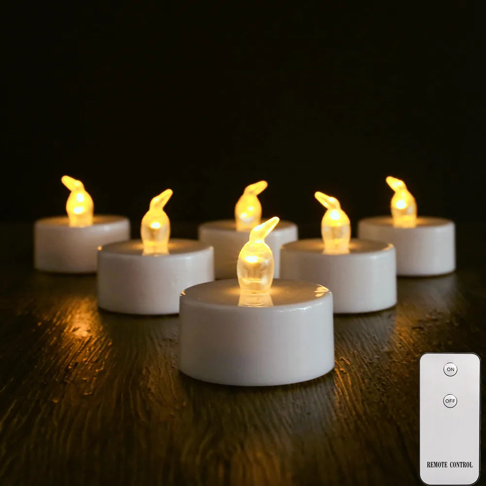 Flameless Flickering Battery Operated Tea Lights Candle with Remote 3D Wick Light Candles