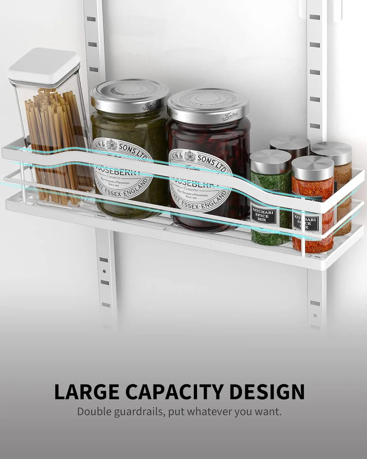 White 9 Tier Over The Door Pantry Organizer Metal Hanging Spice Rack Shelves Storage Solution for Home