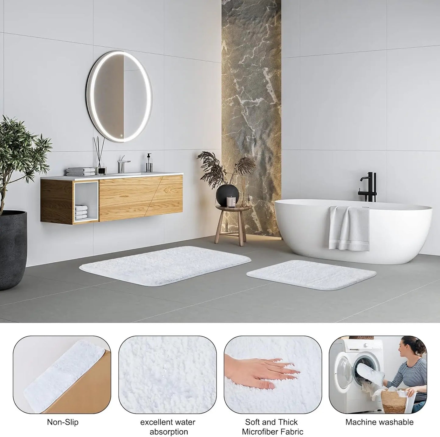 24PCS Bathroom Accessories Set with Shower Curtain Rugs Trash Can Toilet Brush Holder and Soap Dispenser Stylish and Functional Bath Decor