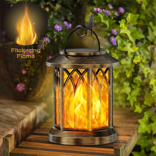 2 Pack Upgraded Flickering Flame Solar Lanterns Lights