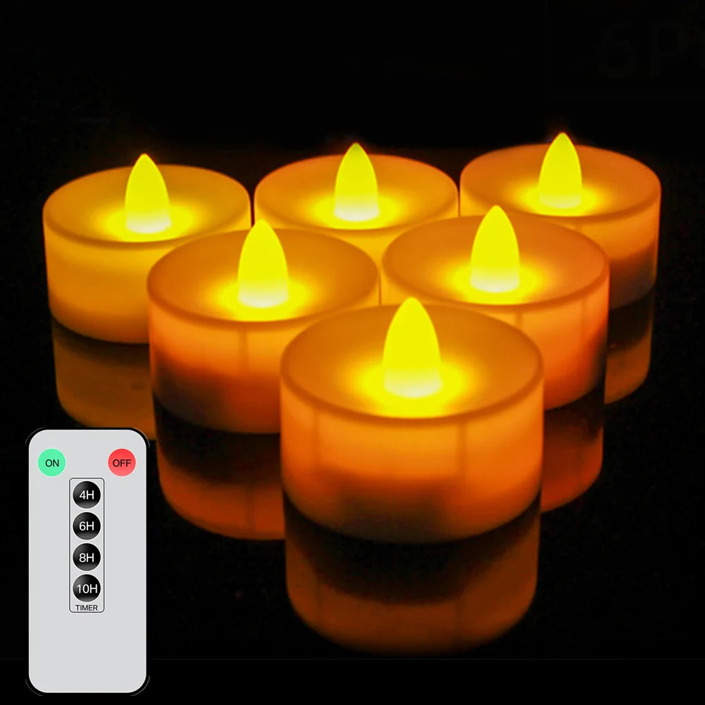 Flameless Flickering Battery Operated Tea Lights Candle with Remote 3D Wick Light Candles