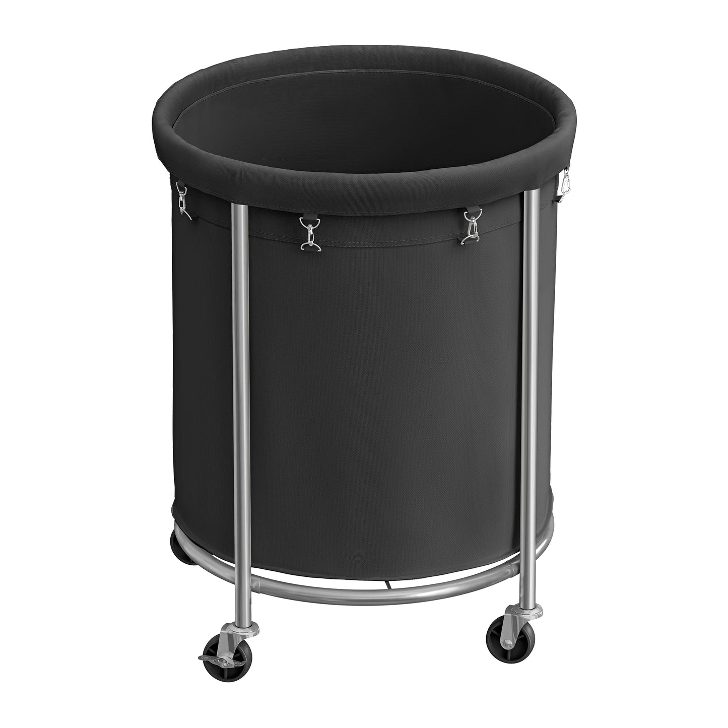 Songmics Laundry Basket with Wheels Rolling Laundry Hamper 45 Gallon Round Laundry Cart with Steel Frame and Removable Bag