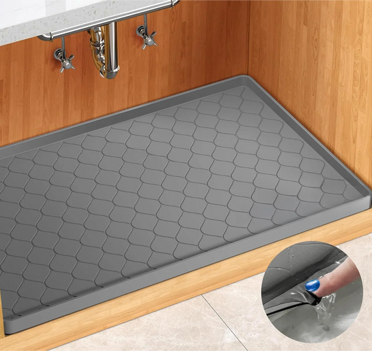 Waterproof Under Sink Mat 34 Inch x 22 Inch Cabinet Liner for Kitchen and Bathroom Shelf Protector Silicone Under Sink Tray