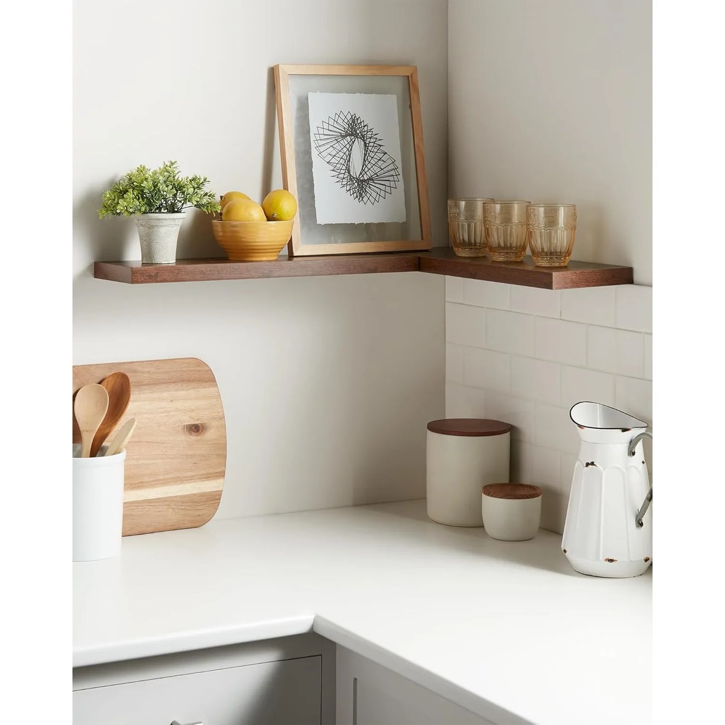 Floating Shelves Set of 2 22.5 Inch Wall Mounted Wood Shelves for Bathroom Bedroom Living Room Kitchen Rustic Brown