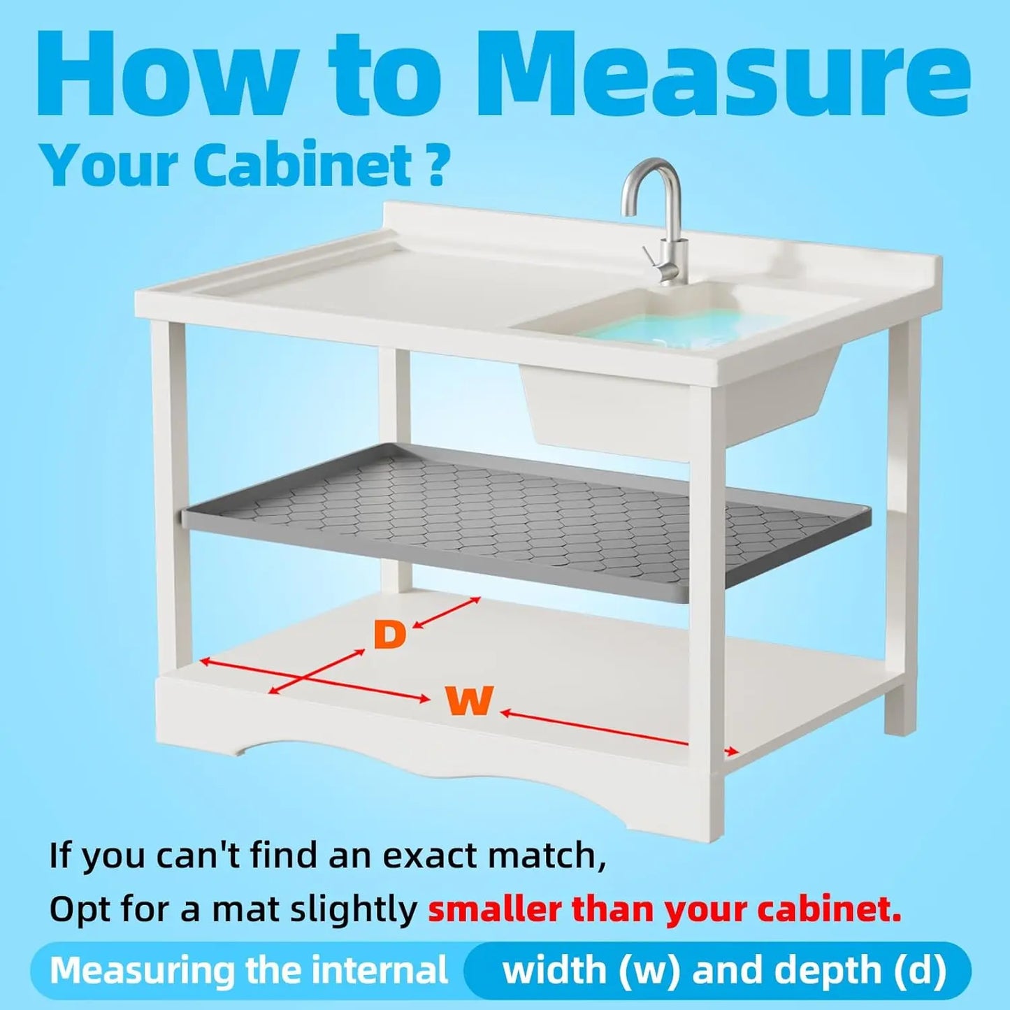 Waterproof Under Sink Mat 34 Inch x 22 Inch Cabinet Liner for Kitchen and Bathroom Shelf Protector Silicone Under Sink Tray