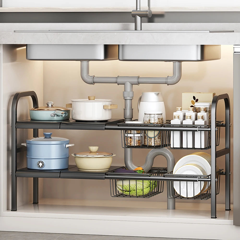 1 Set Multi-Use Kitchen Under Bathroom Sink Organizer