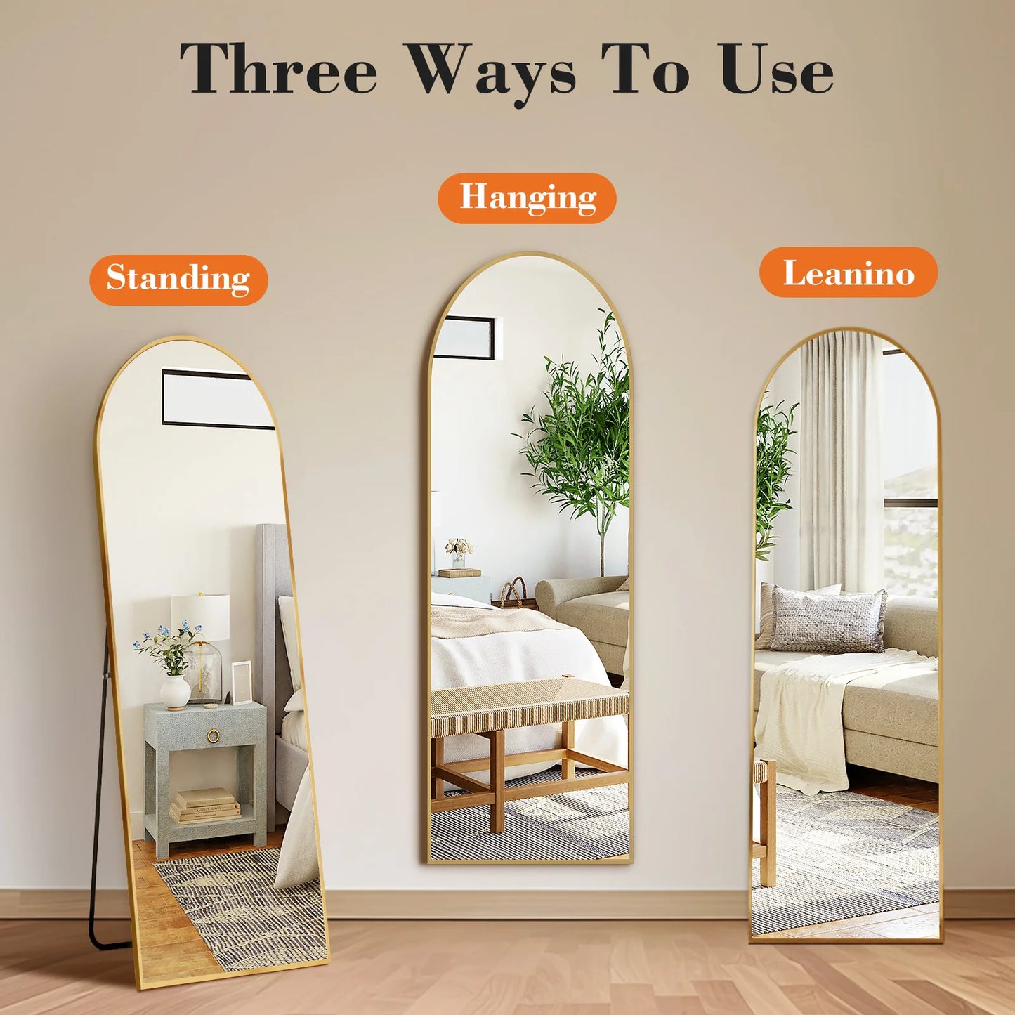 Full Body Wall Mirror 59"x16" Standing Hanging or Wall-Mounted Mirrors with Stand