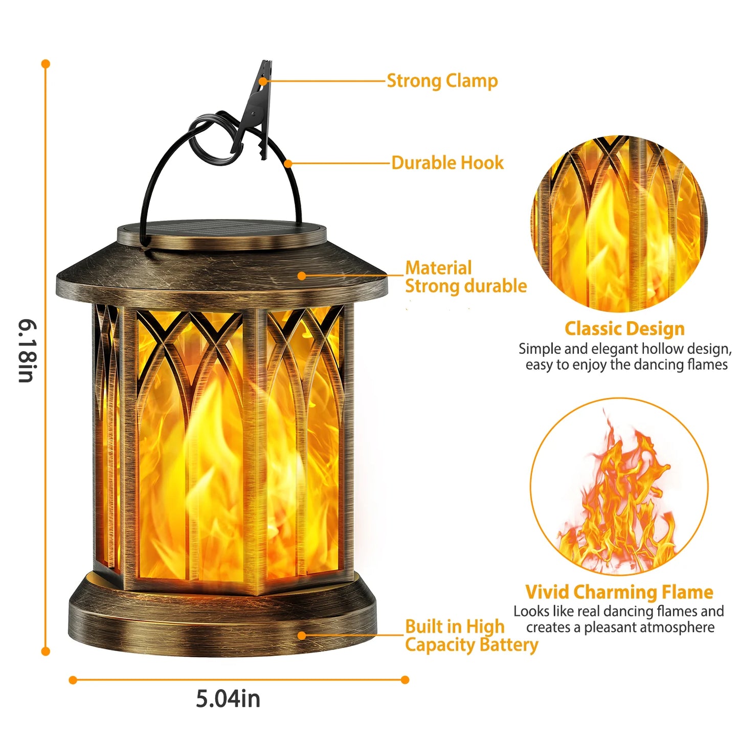 2 Pack Upgraded Flickering Flame Solar Lanterns Lights