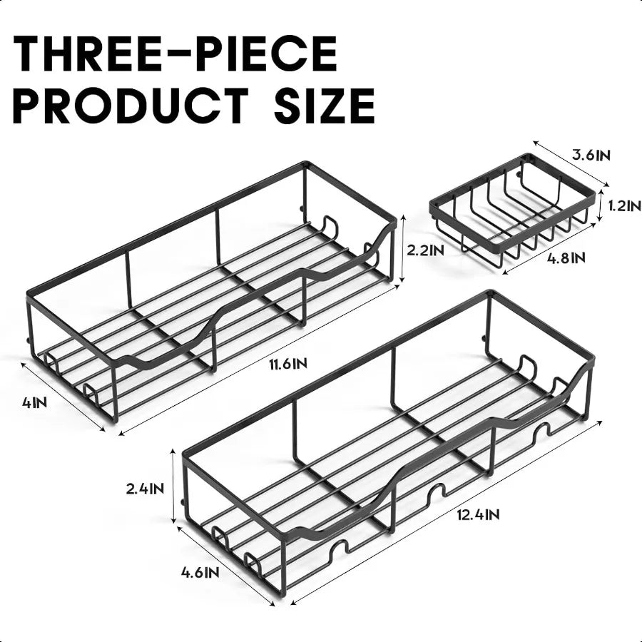 Shower Caddy 4 Pack Self Adhesive Shelves Rustproof Large Capacity Bathroom Organizer No Drilling Rack Storage