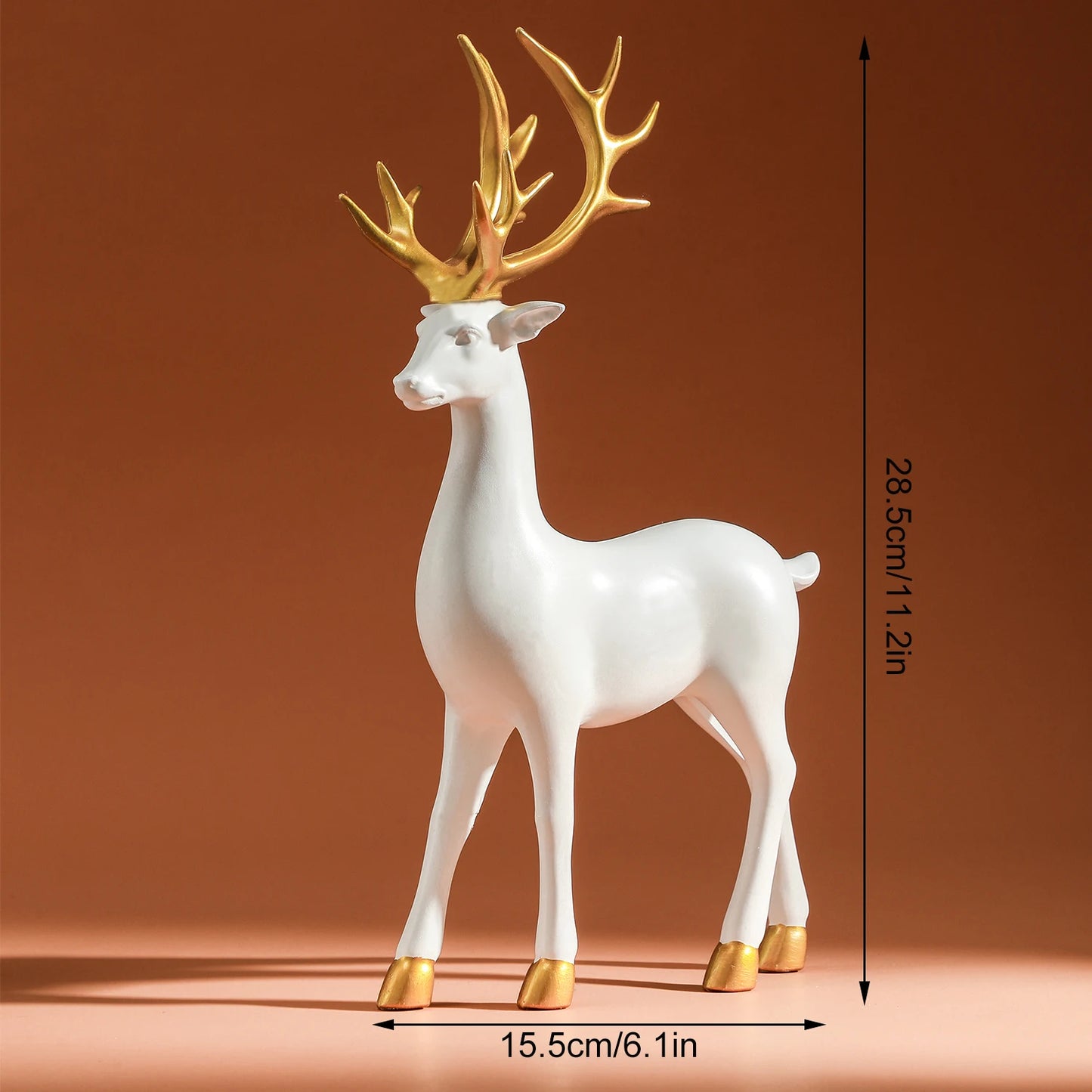 White Resin Reindeer Statue Deer Sculpture Tabletop Ornament